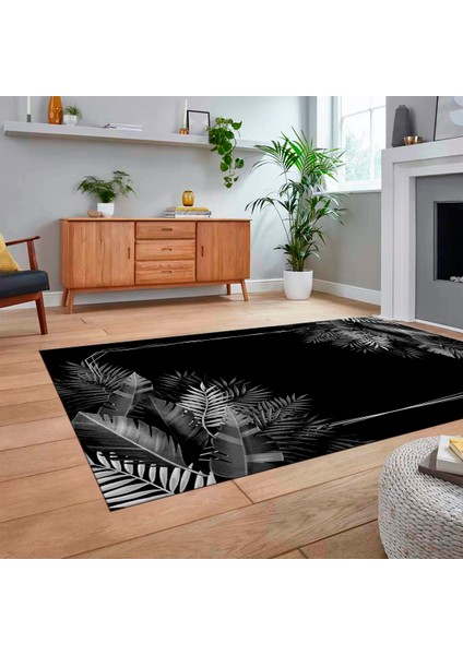Dijital Baskılı Kaymaz Taban Yıkanabilir Modern Yolluk Mutfak Salon Halısı, V-Modern-26-Gri,
