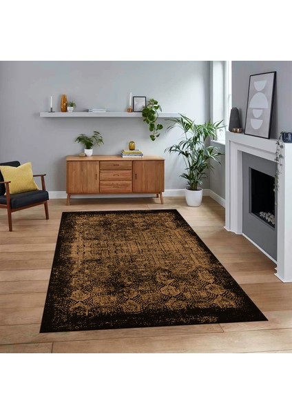 Dijital Baskılı Kaymaz Taban Yıkanabilir Modern Yolluk Mutfak Salon Halısı, V-Modern-04-Kahve,