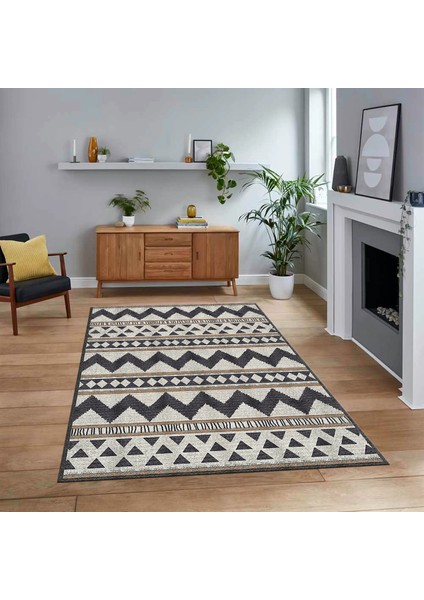 Dijital Baskılı Kaymaz Taban Yıkanabilir Modern Yolluk Mutfak Salon Halısı, V-MODERN-105-KREM,
