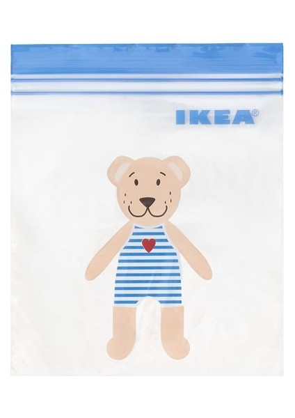 Ikea-Istad Kilitlenebilir Buzdolabı Poşeti, Mavi-Desenli, 1 Lt, 25 Adet