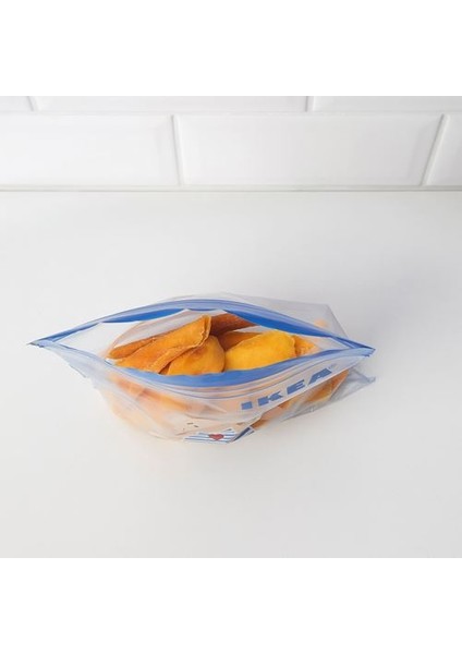 Ikea-Istad Kilitlenebilir Buzdolabı Poşeti, Mavi-Desenli, 1 Lt, 25 Adet