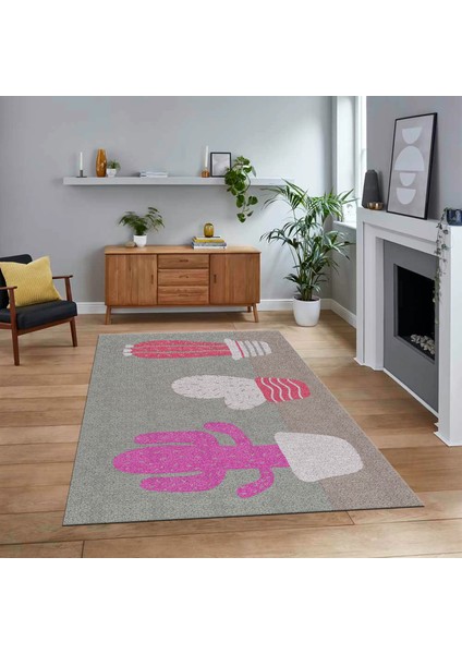 Dijital Baskılı Kaymaz Taban Yıkanabilir Modern Yolluk Mutfak Salon Halısı, V-MODERN-106-KIRMIZI,