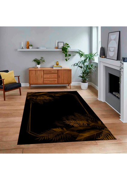 Dijital Baskılı Kaymaz Taban Yıkanabilir Modern Yolluk Mutfak Salon Halısı, V-Modern-26-Kahve,