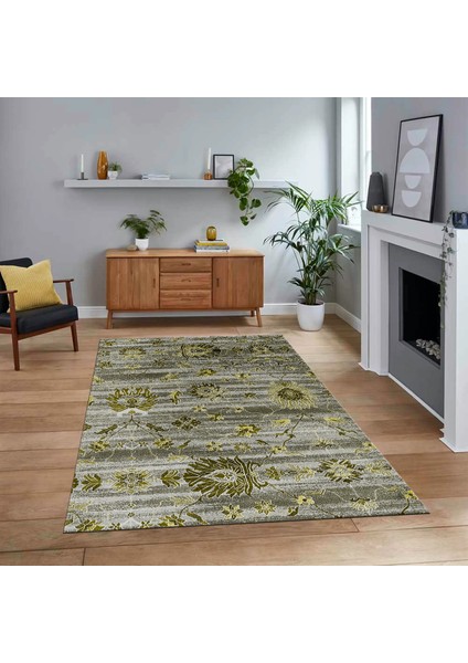 Dijital Baskılı Kaymaz Taban Yıkanabilir Modern Yolluk Mutfak Salon Halısı, V-Modern-30-Yeşil,