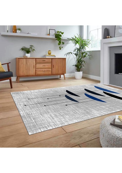 Dijital Baskılı Kaymaz Taban Yıkanabilir Modern Yolluk Mutfak Salon Halısı, V-MODERN-112-MAVİ, fiyatları