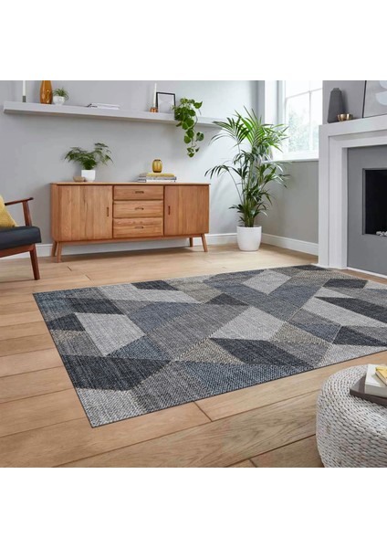 Dijital Baskılı Kaymaz Taban Yıkanabilir Modern Yolluk Mutfak Salon Halısı, V-Modern-96-Mavi, fiyatları