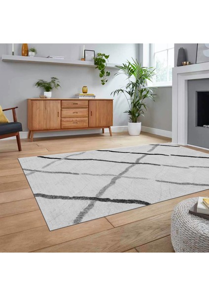 Dijital Baskılı Kaymaz Taban Yıkanabilir Modern Yolluk Mutfak Salon Halısı, V-Modern-73-Gri, fiyatları