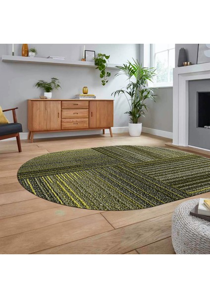 Dijital Baskılı Kaymaz Taban Yıkanabilir Oval Modern Yolluk Salon Halısı, V-O-Modern-34-Yeşil, fiyatları