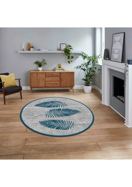 Dijital Baskılı Kaymaz Taban Yıkanabilir Yuvarlak Modern Mutfak Salon Halısı, V-Y-Modern-41-Mavi,