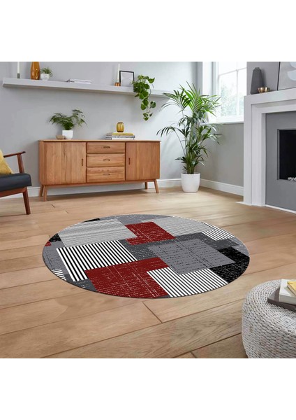 Dijital Baskılı Kaymaz Taban Yıkanabilir Yuvarlak Modern Mutfak Salon Halısı, V-Y-Modern-47-Bordo, fiyatları