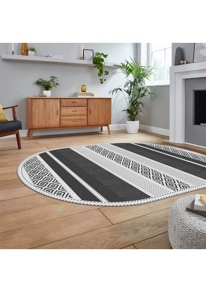 Dijital Baskılı Kaymaz Taban Yıkanabilir Oval Modern Yolluk Salon Halısı, V-O-Modern-18-Gri, fiyatları
