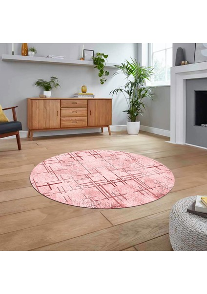 Dijital Baskılı Kaymaz Taban Yıkanabilir Yuvarlak Modern Mutfak Salon Halısı, V-Y-Modern-89-Pembe, fiyatları