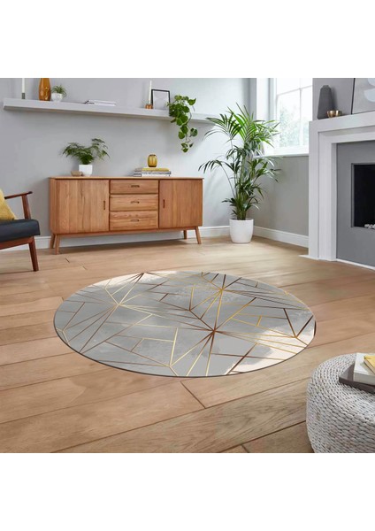 Dijital Baskılı Kaymaz Taban Yıkanabilir Yuvarlak Modern Mutfak Salon Halısı, V-Y-Modern-44-Gold, fiyatları