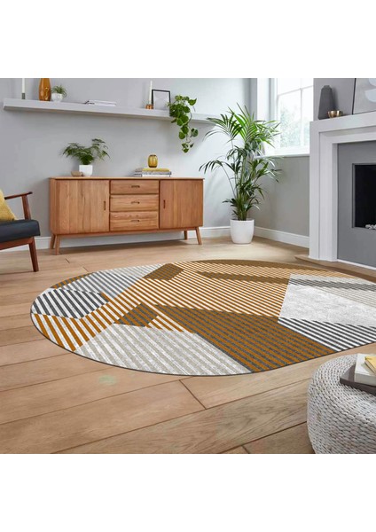 Dijital Baskılı Kaymaz Taban Yıkanabilir Oval Modern Yolluk Salon Halısı, V-O-Modern-09-Turuncu, fiyatları