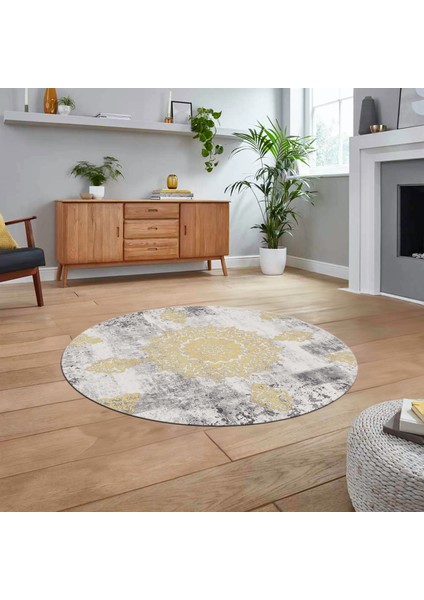 Dijital Baskılı Kaymaz Taban Yıkanabilir Yuvarlak Modern Mutfak Salon Halısı, V-Y-Modern-45-Krem, fiyatları