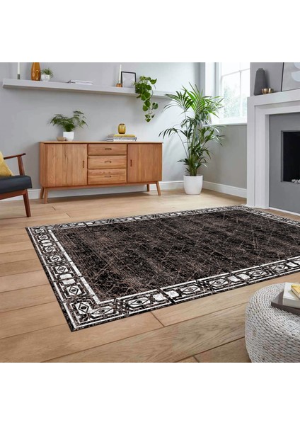 Dijital Baskılı Kaymaz Taban Yıkanabilir Modern Yolluk Mutfak Salon Halısı, V-MODERN-118-KAHVE, fiyatları