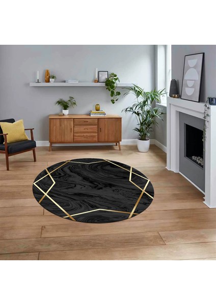 Dijital Baskılı Kaymaz Taban Yıkanabilir Yuvarlak Modern Mutfak Salon Halısı, V-Y-Modern-05-Antrast,
