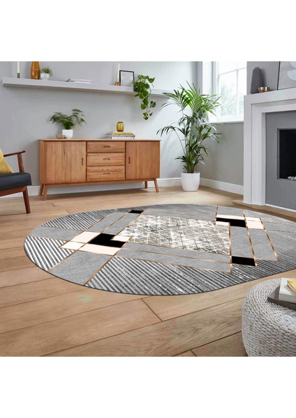 Dijital Baskılı Kaymaz Taban Yıkanabilir Oval Modern Yolluk Salon Halısı, V-O-Modern-12-Gri, fiyatları