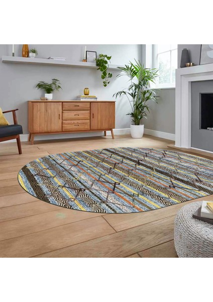 Dijital Baskılı Kaymaz Taban Yıkanabilir Oval Modern Yolluk Salon Halısı, V-O-Modern-85-Renkli, fiyatları