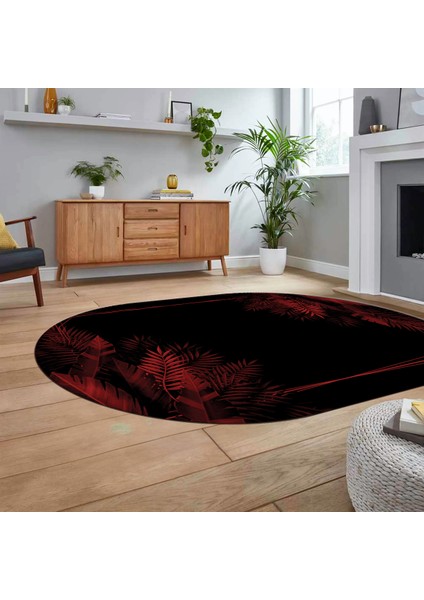 Dijital Baskılı Kaymaz Taban Yıkanabilir Oval Modern Yolluk Salon Halısı, V-O-Modern-26-Bordo, fiyatları