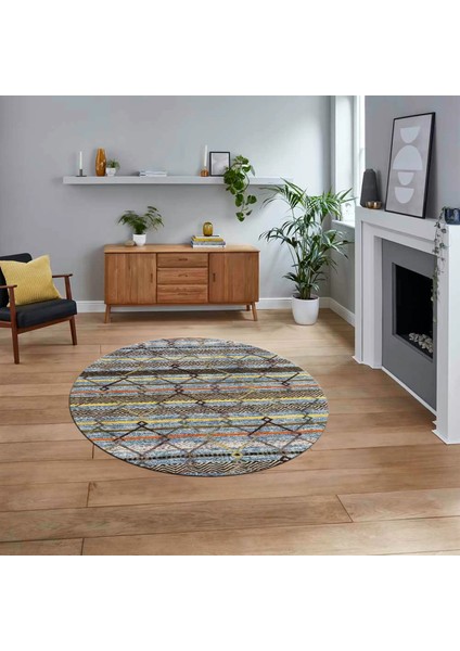 Dijital Baskılı Kaymaz Taban Yıkanabilir Yuvarlak Modern Mutfak Salon Halısı, V-Y-Modern-85-Renkli,