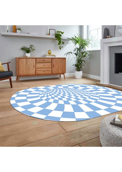 Dijital Baskılı Kaymaz Taban Yıkanabilir Oval Modern Yolluk Salon Halısı, V-O-Modern-78-Mavi, fiyatları