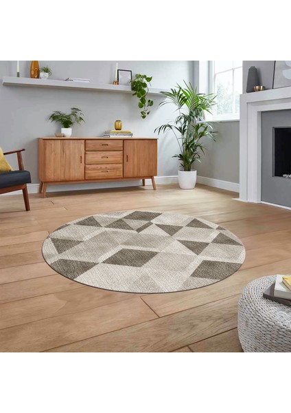Dijital Baskılı Kaymaz Taban Yıkanabilir Yuvarlak Modern Mutfak Salon Halısı, V-Y-MODERN-103-KREM, fiyatları