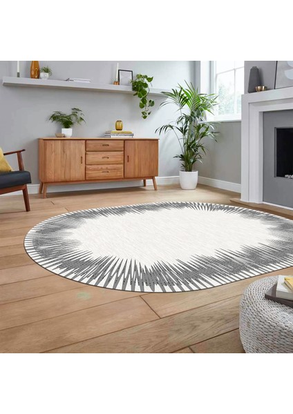 Dijital Baskılı Kaymaz Taban Yıkanabilir Oval Modern Yolluk Salon Halısı, V-O-Modern-48-Gri, fiyatları