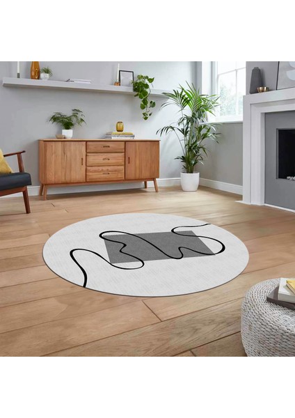 Dijital Baskılı Kaymaz Taban Yıkanabilir Yuvarlak Modern Mutfak Salon Halısı, V-Y-Modern-61-Gri, fiyatları