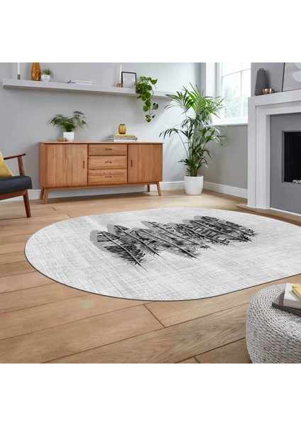 Dijital Baskılı Kaymaz Taban Yıkanabilir Oval Modern Yolluk Salon Halısı, V-O-Modern-50-Gri, fiyatları