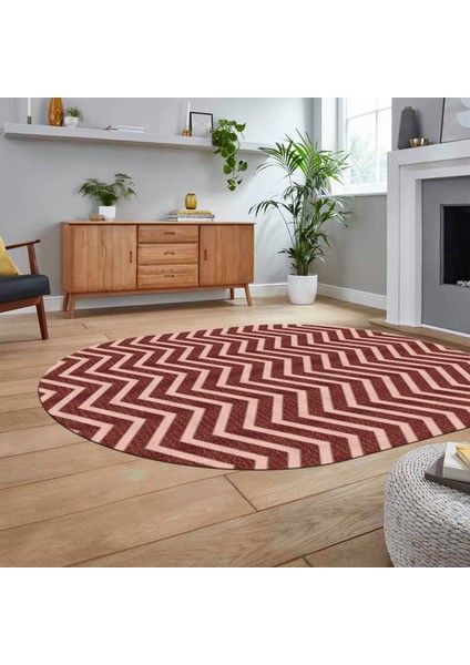Dijital Baskılı Kaymaz Taban Yıkanabilir Oval Modern Yolluk Salon Halısı, V-O-MODERN-102-BORDO,
