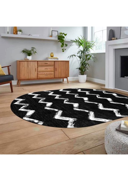 Dijital Baskılı Kaymaz Taban Yıkanabilir Oval Modern Yolluk Salon Halısı, V-O-Modern-71-Siyah, fiyatları