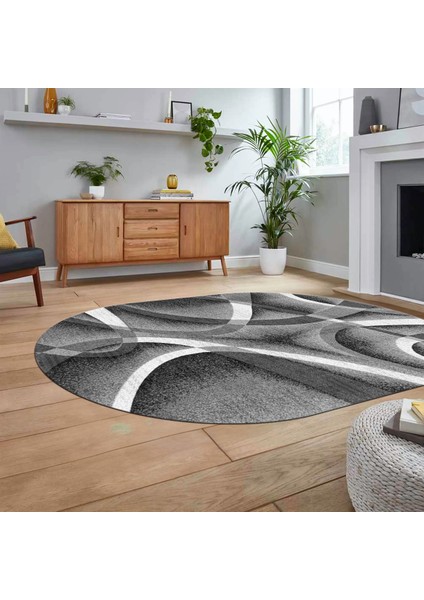 Dijital Baskılı Kaymaz Taban Yıkanabilir Oval Modern Yolluk Salon Halısı, V-O-Modern-97-Gri, fiyatları