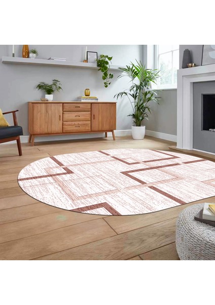 Dijital Baskılı Kaymaz Taban Yıkanabilir Oval Modern Yolluk Salon Halısı, V-O-Modern-80-Pembe, fiyatları
