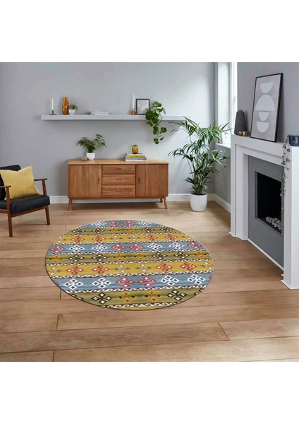 Dijital Baskılı Kaymaz Taban Yıkanabilir Yuvarlak Modern Mutfak Salon Halısı, V-Y-Modern-19-Renkli,
