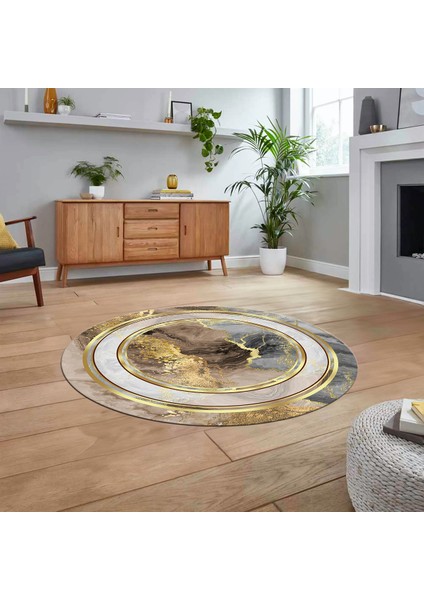Dijital Baskılı Kaymaz Taban Yıkanabilir Yuvarlak Modern Mutfak Salon Halısı, V-Y-Modern-46-Gold, fiyatları