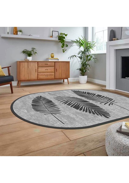 Dijital Baskılı Kaymaz Taban Yıkanabilir Oval Modern Yolluk Salon Halısı, V-O-Modern-41-Gri, fiyatları