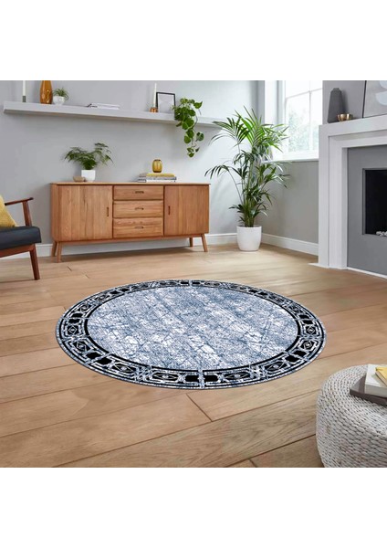 Dijital Baskılı Kaymaz Taban Yıkanabilir Yuvarlak Modern Mutfak Salon Halısı, V-Y-MODERN-118-MAVİ, fiyatları