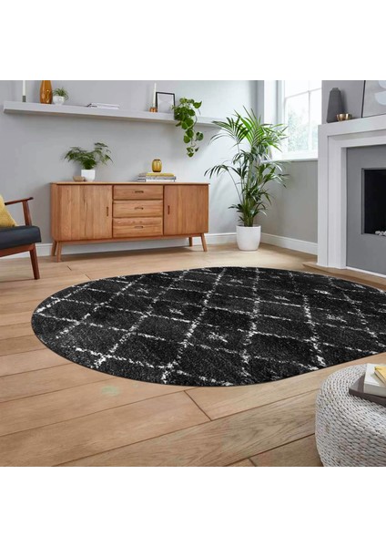 Dijital Baskılı Kaymaz Taban Yıkanabilir Oval Modern Yolluk Salon Halısı, V-O-Modern-57-Antrasit, fiyatları