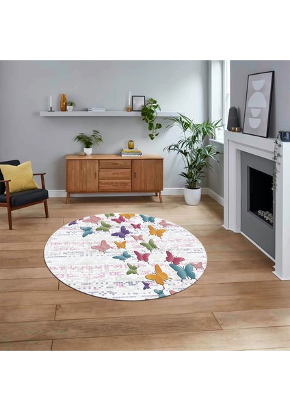Dijital Baskılı Kaymaz Taban Yıkanabilir Yuvarlak Modern Mutfak Salon Halısı, V-Y-Modern-42-Renkli,
