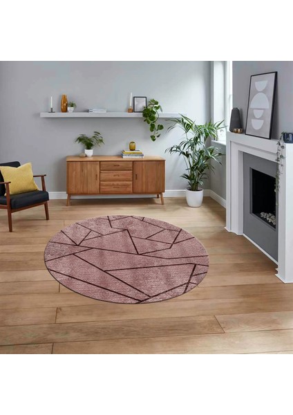 Dijital Baskılı Kaymaz Taban Yıkanabilir Yuvarlak Modern Mutfak Salon Halısı, V-Y-MODERN-117-BORDO,