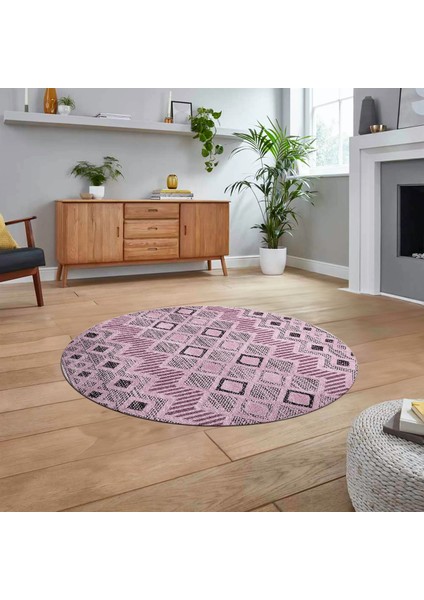 Dijital Baskılı Kaymaz Taban Yıkanabilir Yuvarlak Modern Mutfak Salon Halısı, V-Y-Modern-67-Pembe, fiyatları