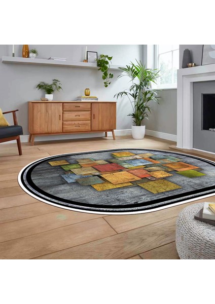 Dijital Baskılı Kaymaz Taban Yıkanabilir Oval Modern Yolluk Salon Halısı, V-O-Modern-13-Renkli, fiyatları