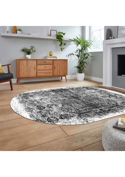 Dijital Baskılı Kaymaz Taban Yıkanabilir Oval Modern Yolluk Salon Halısı, V-O-Modern-04-Beyaz, fiyatları