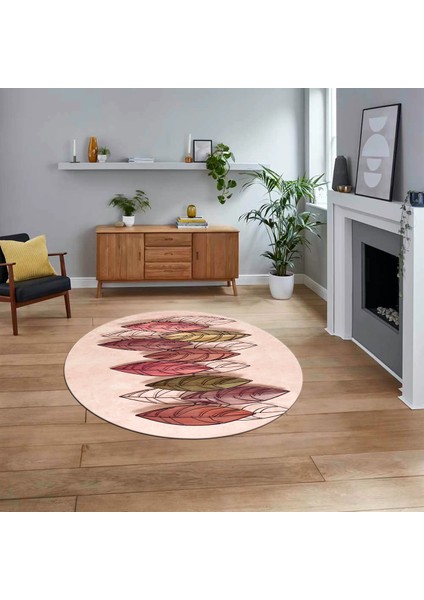 Dijital Baskılı Kaymaz Taban Yıkanabilir Yuvarlak Modern Mutfak Salon Halısı, V-Y-Modern-08-Bordo,