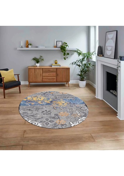 Dijital Baskılı Kaymaz Taban Yıkanabilir Yuvarlak Modern Mutfak Salon Halısı, V-Y-Modern-15-Renkli,