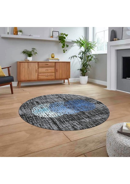 Dijital Baskılı Kaymaz Taban Yıkanabilir Yuvarlak Modern Mutfak Salon Halısı, V-Y-Modern-01-Antrast,