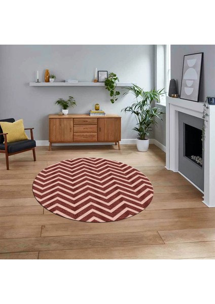 Dijital Baskılı Kaymaz Taban Yıkanabilir Yuvarlak Modern Mutfak Salon Halısı, V-Y-MODERN-102-BORDO,