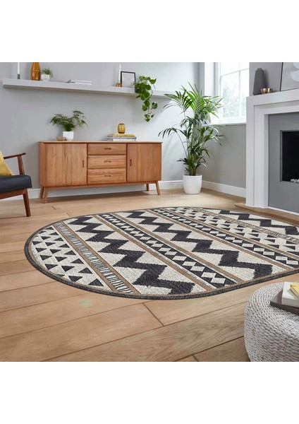 Dijital Baskılı Kaymaz Taban Yıkanabilir Oval Modern Yolluk Salon Halısı, V-O-MODERN-105-KREM, fiyatları