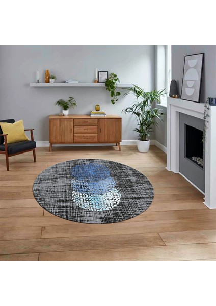 Dijital Baskılı Kaymaz Taban Yıkanabilir Yuvarlak Modern Mutfak Salon Halısı, V-Y-Modern-01-Antrast,